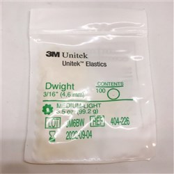 3M Unitek Elastics, Medium-Light 3.5 oz, 3/16 in, Dwight, 404-226, 100-Pack ( 30 Pk/Box)