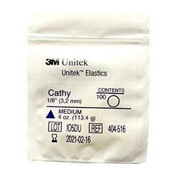 3M Unitek Elastics, Medium 4 oz, 1/8 in, Cathy, 404-516, 100-Pack ( 30 Pk/Box)