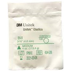 3M Unitek Elastics, Medium 4 oz, 3/16 in, Bill, 404-526, 100-Pack ( 30 Pk/Box)