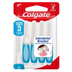 Colgate Interdental Brushes - Size 3 - 8 Brushes per Pack, 6-Packs