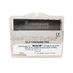 Coltene TMS Link Self-Threading Pins - Minim Double Shear - Diameter .525mm - Silver, 20-Pack