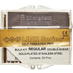Coltene TMS Link Self-Threading Pins - Regular Double Shear - Diameter .675mm - Gold, 50-Pack
