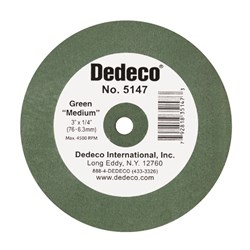 Dedeco Lathe Wheel - Green - Medium - Rubber Bonded - 76 x 6.3mm