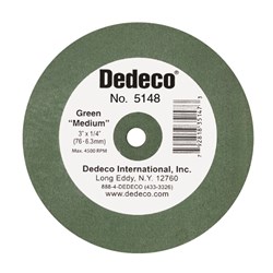 Dedeco Lathe Wheel - Green - Medium - Rubber Bonded - 76 x 9.5mm