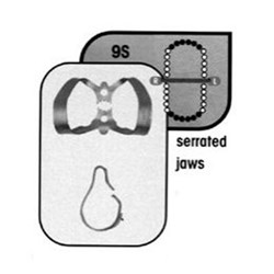 HuFriedyGroup Satin Steel Rubber Dam Clamp - #9S - Anterior