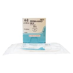 Johnson & Johnson Suture Ethicon Silk, 16mm, 4/0, PS4, 1/2 Circle Reverse Cut, 12-Pack