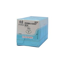 Johnson & Johnson Suture Ethicon Silk, 19mm, 4/0, FS2, 3/8 Circle Reverse Cut, 12-Pack