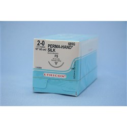 Johnson & Johnson Suture Ethicon Silk, 26mm, 2/0, FS, 3/8 Circle Reverse Cut, 12-Pack
