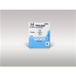 Johnson & Johnson Suture Ethicon Prolene, 13mm, 5/0, P3, 3/8 Circle Reverse Cut, 12-Pack