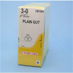 Johnson & Johnson Suture Ethicon Plain Gut, 24mm, 3/0, FS1, 3/8 Circle Reverse Cut, 36-Pack