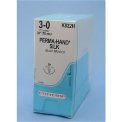 Johnson & Johnson Suture Ethicon Silk,  26mm, 3/0, SH, 1/2 Circle Taper Point, 36-Pack