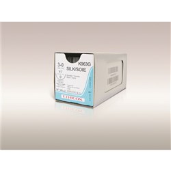 Johnson & Johnson Suture Ethicon Silk,  26mm, 3/0, V7, 1/2 Circle Taper Cut, 12-Pack
