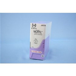 Johnson & Johnson Suture Ethicon Vicryl Rapid, 19mm, 3/0, PS2, 3/8 Circle Reverse Cut, 36-Pack