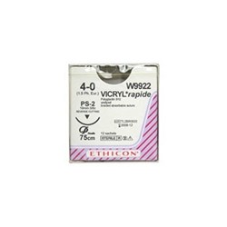 Johnson & Johnson Suture Ethicon Vicryl Rapid, 19mm, 4/0, 3/8 Circle Reverse Cut, 12-Pack