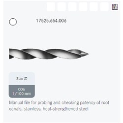Komet Patency File - 17525 - Size 006 - Length 25mm - Sterile, 6-pack