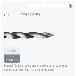 Komet Patency File - 17525 - Size 012 - Length 25mm - Sterile, 6-pack