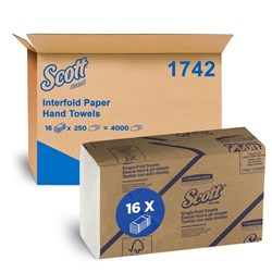 Kimberly-Clark Scott Interfold Towel - Standard White - 250 sheets, 16-Pack