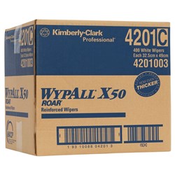 Kimberly-Clark WYPALL X50 - Roar Wipers - White Cloth - 32.5 x 49.5cm, 400-Pack