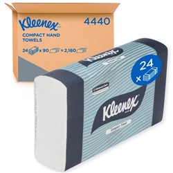 Kimberly-Clark Kleenex Compact Towel - White - 19.5 x 29cm - 90 sheets, 24-Pack
