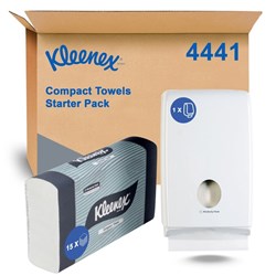 Kimberly-Clark Kleenex Compact Towel - Starter Kit, 15-Pack and 1 Dispenser
