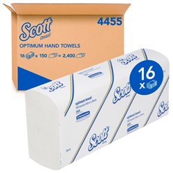 Kimberly-Clark Scott Optimum Towel - White - 24 x 24cm - 150 Towels per Pack, 16-Pack