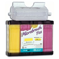 Young Innovations Microbrush Plus - Disposable Applicators - Tray Refills - Fine - Yellow and Pink, 400-Pack & Dispenser