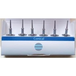Planmeca Conical Bur - Blue Stripes, 6-Pack