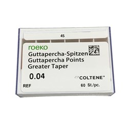 Roeko Greater Taper Gutta Percha Points - Size 45 - 0.04 Taper, 60-Pack