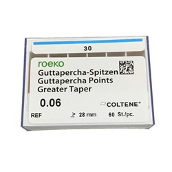 Roeko Greater Taper Gutta Percha Points - Size 30 - 0.06 Taper, 60-Pack