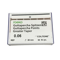 Roeko Greater Taper Gutta Percha Points - Size 40 - 0.06 Taper, 60-Pack