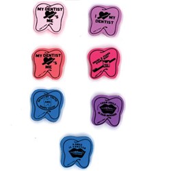 Sherman Tooth Shaped Erasers - Assorted Designs, 72-Pack