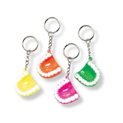 Sherman Neon Teeth Key Chains - Assorted Colours, 24-Pack
