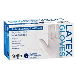 Saniflex Latex PF Exam Gloves Large Box of 100
