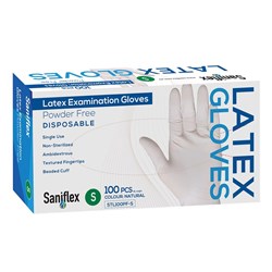 Saniflex Latex PF Exam Gloves Small Box of 100