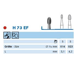Komet Tungsten Carbide Bur - 73EF-023 - Cutter - Normal - Straight (HP), 5-Pack