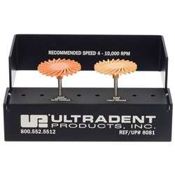 Ultradent Jiffy Polisher - Extraoral - Natural Universal Wheel - Fine and Medium - 26mm, 2-Pack with Aluminium Block