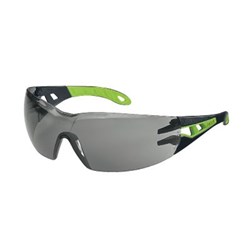 Uvex Pheos Safety Glasses - Anti Scratch/Fog - Grey Lens - Black Green Arms