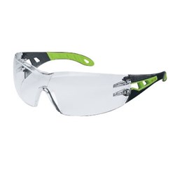 Uvex Pheos Safety Glasses - Anti Scratch/Fog - Clear Lens - Black Green Arms