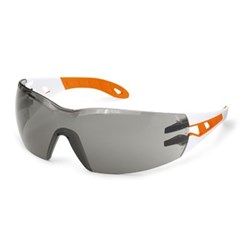Uvex Pheos Safety Glasses - Anti Scratch/Fog - Small Grey Lens with Orange Arms