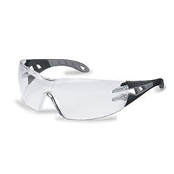 Uvex Pheos Safety Glasses - Anti Scratch/Fog - Clear Lens - Black Grey Arms