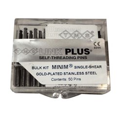 Coltene TMS Link Plus - Self Threading Pins - Minim - 0.525mm - Single Shear - Gold Plated Silver, 60-Pack