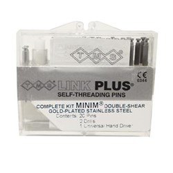 Coltene TMS Link Plus - Self Threading Pins - Minim - 0.525mm - Double Shear - Gold Plated Silver, 24-Pack