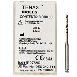 Coltene Tenax Drills - Size 13 - Yellow - 1.3mm, 3-Pack