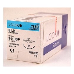LOOK Silk Suture, 786, 3/0, 24mm, C7 Circle Reverse Cut, 12-Pack