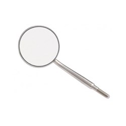 ZIRC Crystal Stainless Steel Mouth Mirror Head - Size 5 - Simple Stem, 12-Pack