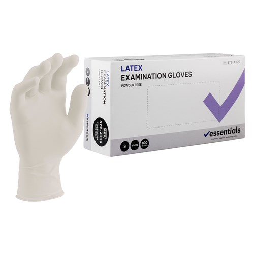 5724329-C - Essentials Latex Exam Gloves Powder Free Small