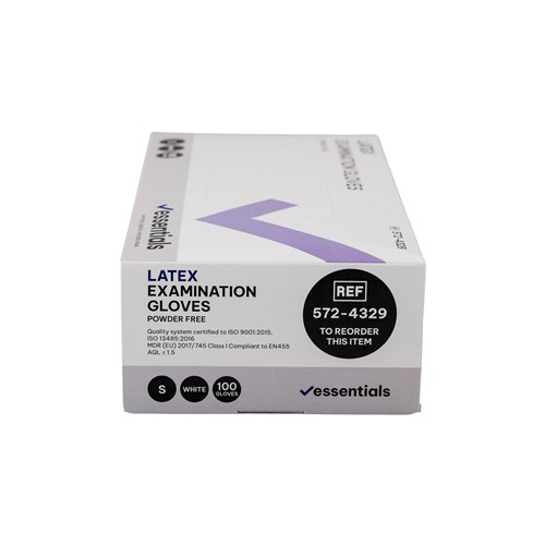 5724329-C - Essentials Latex Exam Gloves Powder Free S Carton 10 x 100