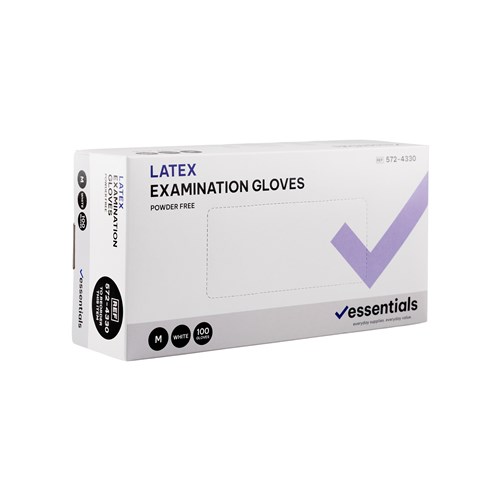 5724330-C - Essentials Latex Exam Gloves Powder Free M Carton 10 x 100