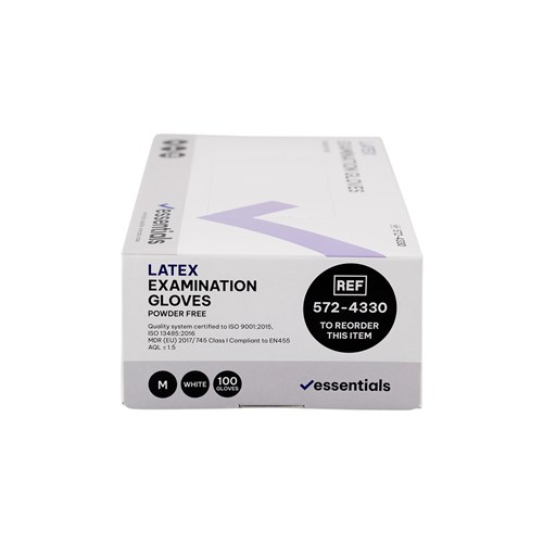 5724330-C - Essentials Latex Exam Gloves Powder Free M Carton 10 x 100