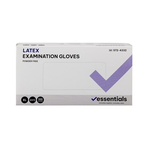 HSE-5724332-C - Essentials Latex Exam Gloves Powder Free XL Carton 10 x 100